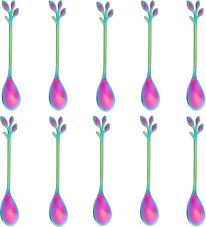 AnSaw Elegant Rainbow Leaf Coffee Spoons