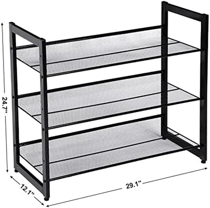 SONGMICS Metal Shoe Rack, 3-Tier Shoe Orgainzer, Holds 9-12 Pairs