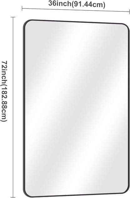 60" x 36"Bathroom Mirror, Matte Black Wall Mirror