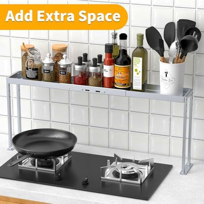 Over Stove Spice Rack, Expand 27 to 33 Inch Stove Shelf,Silver