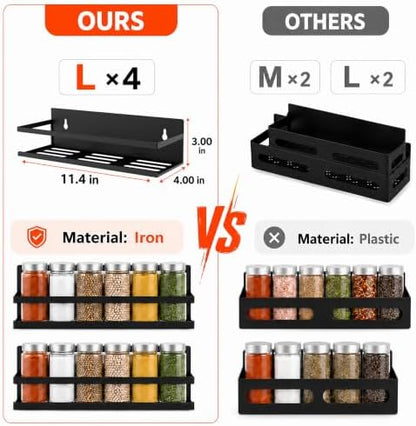 SMRCAD 4 Pack Metal Magnetic Spice Rack for Fridge – Heavy-Duty