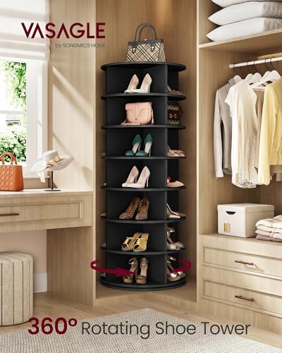 VASAGLE 7-Tier Rotating Shoe Rack Tower, Free Standing