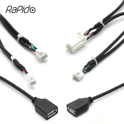for Universal Dual USB Female Interface to 6 8 Pin PHB Wire Connect Cable Adapter for Car Multimedia Player Android Stereo Radio - (Color Name: 8 10 Pin for DIY)