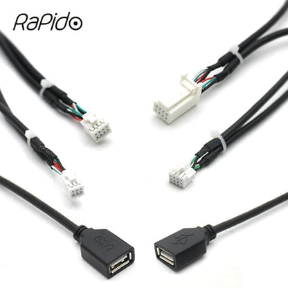 for Universal Dual USB Female Interface to 6 8 Pin PHB Wire Connect Cable Adapter for Car Multimedia Player Android Stereo Radio - (Color Name: 8 10 Pin for DIY)