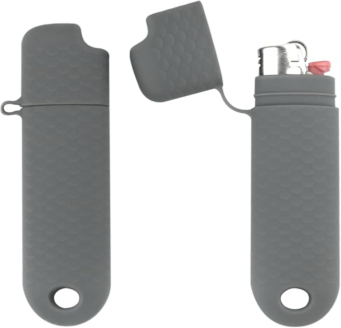 2 Pcs Waterproof Lighter Case Cover Holder for BIC Regular Lighters Sleeve Type J6 Outdoor Survival Multipurpose Seal Lighter Pouchfor Hiking and Camping (Gray)