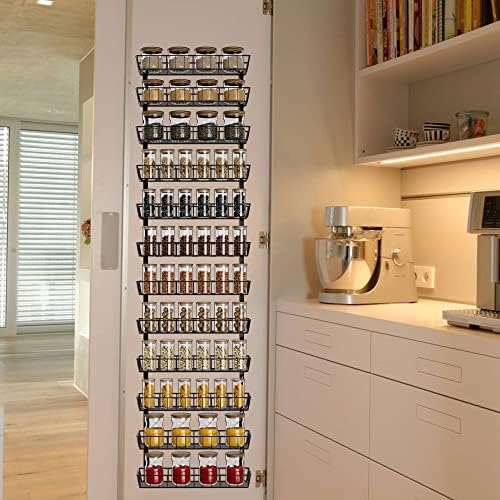 SWOMMOLY Wall Mount Spice Rack Organizer, 12-Tier Adjustable Dual-Use Shelf
