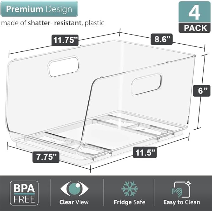 Sorbus Stackable Storage Bins Open Front