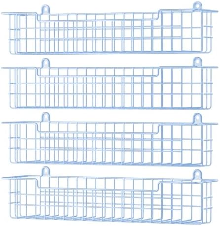 Spice Rack Wall Mount, 4-Pack Seasoning Organizer for Kitchen Storage Organization, Metal Spice Holder Saving Space Shelf for Cabinet, RV, Pantry, Blue