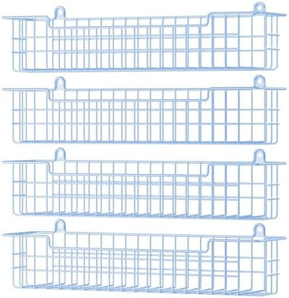 Spice Rack Wall Mount, 4-Pack Seasoning Organizer for Kitchen Storage Organization, Metal Spice Holder Saving Space Shelf for Cabinet, RV, Pantry, Blue