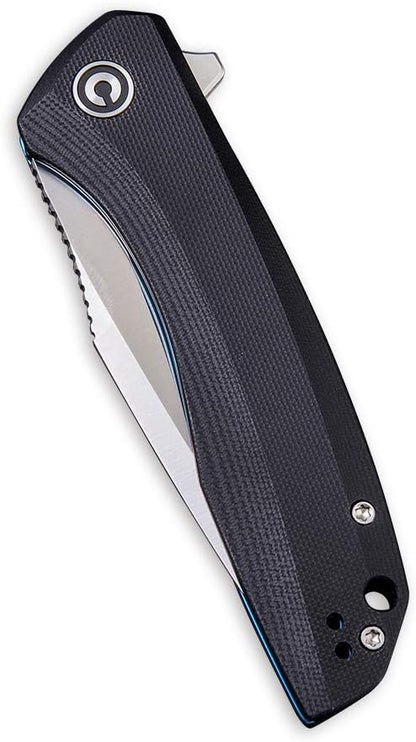 CIVIVI Liner Lock Folding Knife Baklash 3.5" Satin Blade G10 Handles, Reversible Pocket Clip C801C (Black)