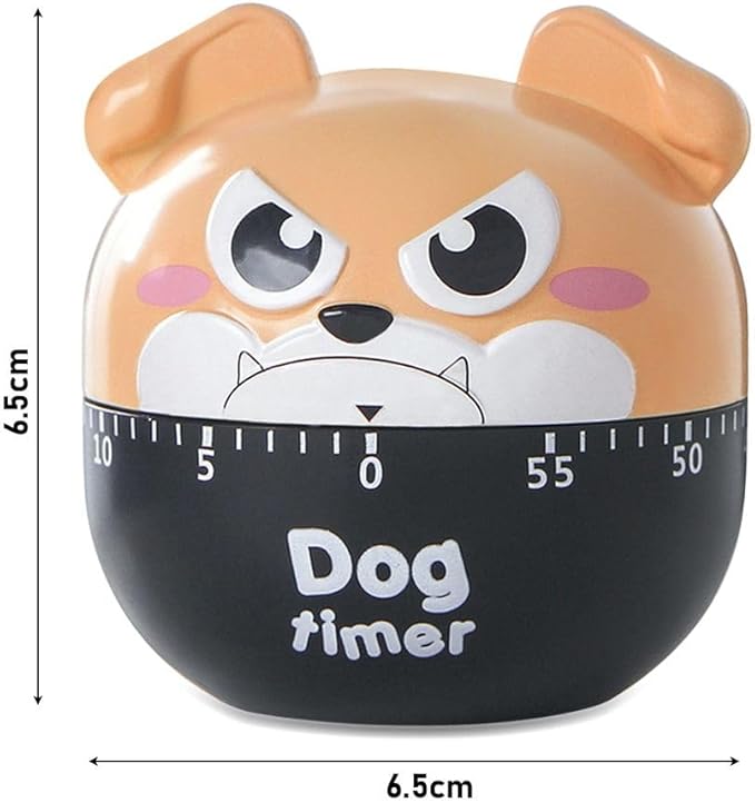 Cute Dog Kitchen Timer Manual Mechanical Rotating Alarm 55 Minutes Countdown