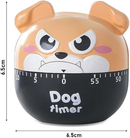 Cute Dog Kitchen Timer Manual Mechanical Rotating Alarm 55 Minutes Countdown