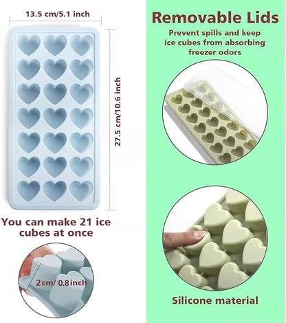 Heart Shape Ice Cube Tray, 21 Holes Silicone Ice Cube Mold