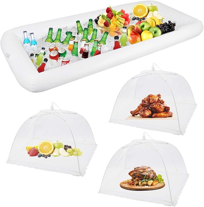 1PCS Inflatable Serving Bars and 3PCS Mesh Food Umbrella Covers Tent