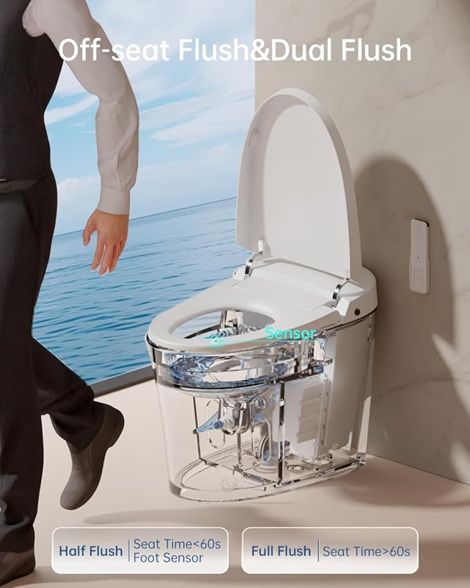 EPLO Smart Toilet Bidet with Tank, Foam Shield, Dual Auto Flush, Heated Seat