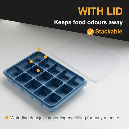 Ice Cube Trays Set of 3, Easy Release 15 Flexible Silicone Ice Cube Molds