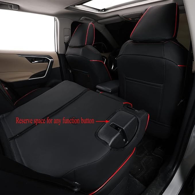 EKR Corolla Seat Covers Custom Fit for Toyota Corolla 2020 2021 2022 2023 2024 2025 2026 SE &2023-2025 XSE &2025 FX,Leather Car Seat Covers Full Set-Faux Leather(Black with Red Trim)