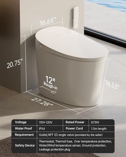 EPLO Smart Toilet Bidet, Auto Open Close, Foam Shiled, 1000 Gram MaP Flush Score
