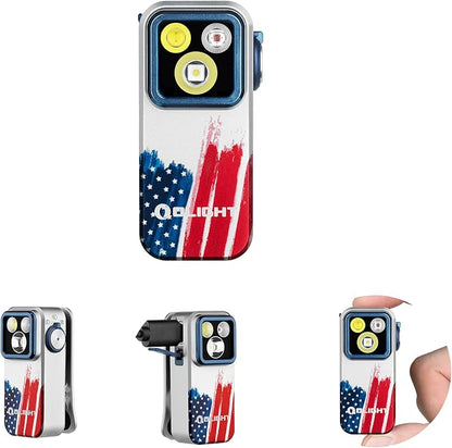 OLIGHT Oclip Pro EDC Flashlight Clip-on Light, Rechargeable 500 Lumens with Three Lighting Solutions Type-C Charging, Magnetic Flash Lights for Outdoor or Indoor Use(Stars & Stripes Edition)