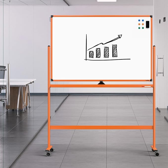 Whiteboard on Wheels, 48x32 Inches Mobile Whiteboard, Rolling Dry Erase Board