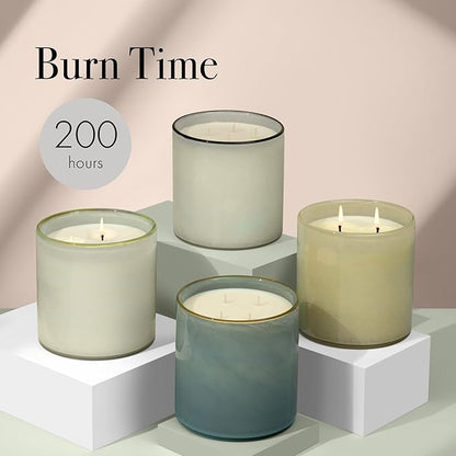 LAFCO New York Luxe 4-Wick Candle, Champagne - 86 oz - 200-Hour Burn Time - Reusable, Hand Blown Glass Vessel - Made in The USA