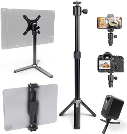 Kado Metal Portable Monitor Stand Tripod, 2-In-1 Phone/Tablet Clamp