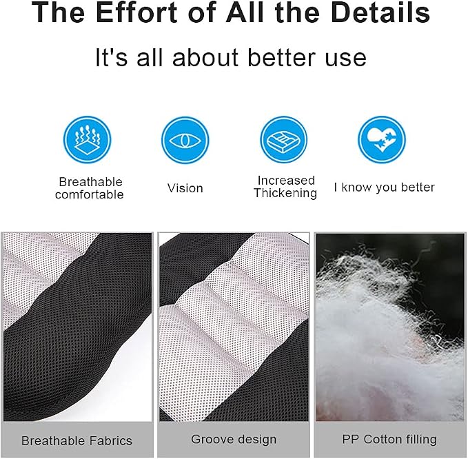 Srutirbo Car Booster Seat Cushion Heightening Height Boost Mat, Breathable Mesh Portable Car Seat Pad Angle Lift Seat for Car, Office,Home (Black)