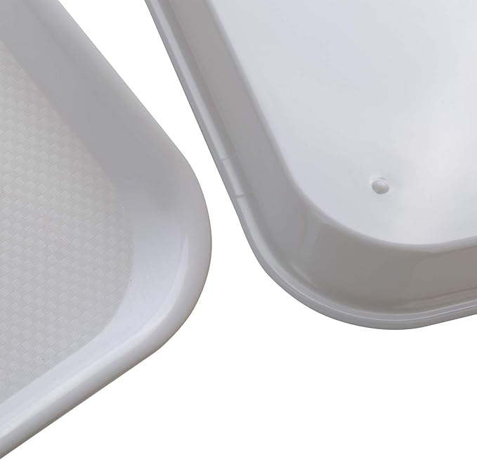 Rectangular Plastic Serving Trays,Fast Food Serving Cafeteria Trays,17"X13",Set of 6(White)