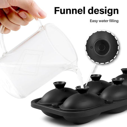 Silicone Large Ice Cube Tray, 6 Big Football Ice Cube Trays