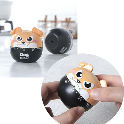 Cute Dog Kitchen Timer Manual Mechanical Rotating Alarm 55 Minutes Countdown