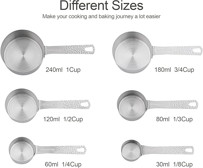 Measuring Cups and Spoons Set 14, Metric & US 18/8 Stainless Steel Measuring