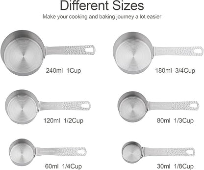 Measuring Cups and Spoons Set 14, Metric & US 18/8 Stainless Steel Measuring
