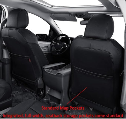 EKR Sienna Seat Covers for 2021 2022 2023 2024 2025 2026 Toyota Sienna LE, XLE,8 Seats,2nd Row 4/2/4 Split,Waterproof Seat Covers Full Set for Trucks - Three Row,Neoprene (Black)