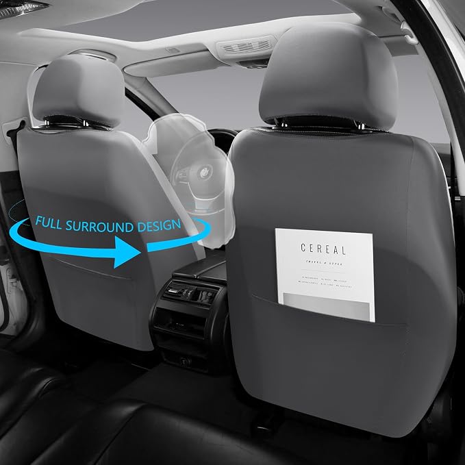 Premium Leather Car Seat Covers Front Pair,Universal Fit for Cars,Trucks&SUVs,Waterproof Car Seat Cushion,Full Coverage Car Seat Protector with 2 Seats,Grey