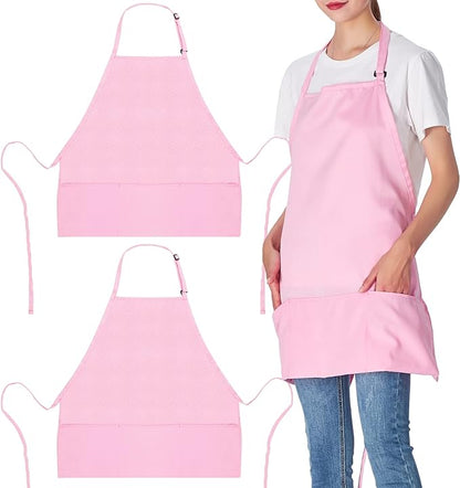 Jubatus 2 Pack 3 Pockets Adjustable Bib Apron Chef Kitchen Cooking Aprons