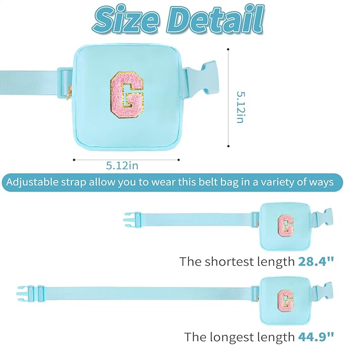 Mini Belt Bag Fanny Pack with Initials Letter Patch Small Crossbody Bags Cute Stuff Birthday Gifts for Teenager Girls Trendy Stuff for Teens - G,Blue