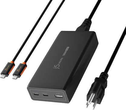 j5create 185W GaN USB-C/A 3-Port Laptop Super Charger w/Power Delivery 3.1