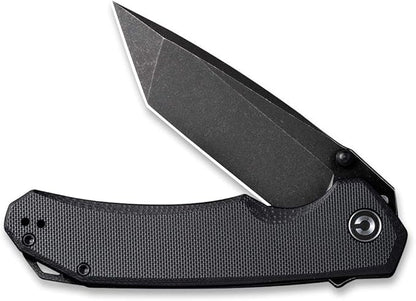 CIVIVI Brazen Folding Pocket Knife,3.5-Inch Tanto D2 Plain Blade,G-10 Outdoor Camping Hiking Knife with Thumb Studs and Flipper opener,Unique Tool Gift for EDC Men Women C2023C (Black)