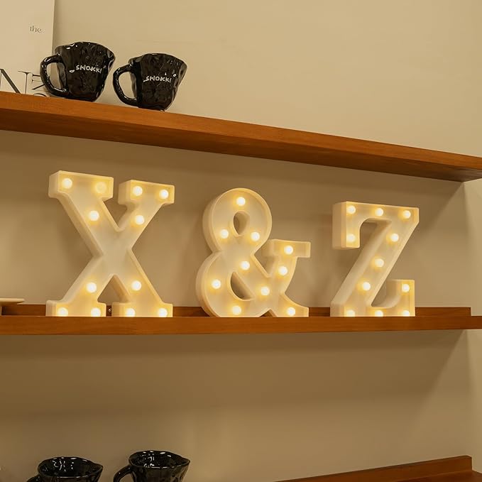 Foaky LED Letter Lights Sign Marquee Light Up Letters Sign for Night Light Wedding/Birthday Party Battery Powered Christmas Lamp Home Bar Decoration(Z)