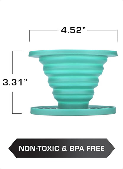 COLETTI Sierra Camping Pour Over Coffee Dripper — Collapsible Pour Over Coffee Dripper — Includes Pack of Paper Filters [Teal, Pack of 1]