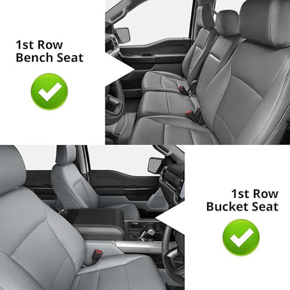 coverdream F150 Seat Covers for 2015-2020 Ford F150 SuperCab & 2017-2022 F250/F350 SuperCab XL/XLT/Lariat,2-Door,Fully Covered,Waterproof Leather Seat Protector(Full Set,Black & Carbon Fiber)