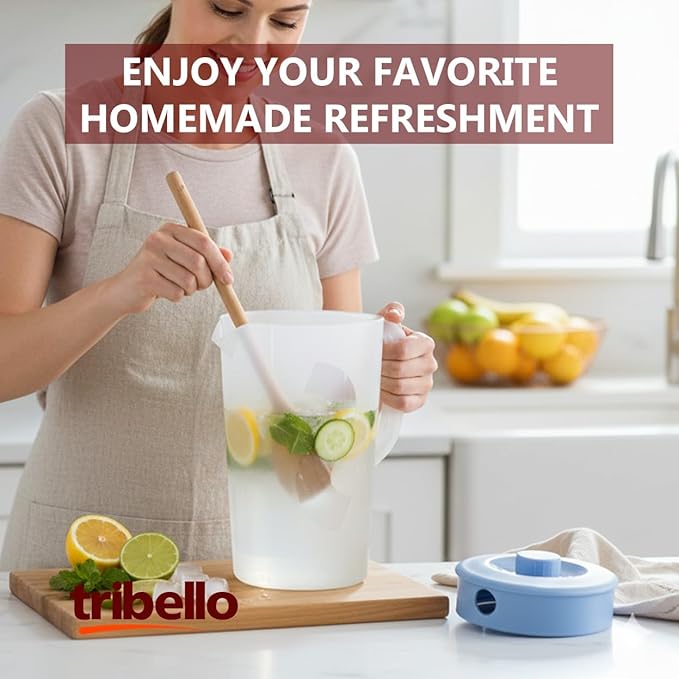 Tribello 1 Gallon Pitcher with Lid, Freezer/Dishwasher Safe, and BPA Free