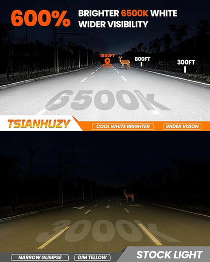 Fit for 2016 2017 2018 2019 2020 2021 2022 2023 Toyota Tacoma High Beam Low Beam Fog Light Bulbs Combo,6500K Safety Bright White,Enhanced Visibility Upgrade With Fan,Plug and Play,IP68 6-Pack