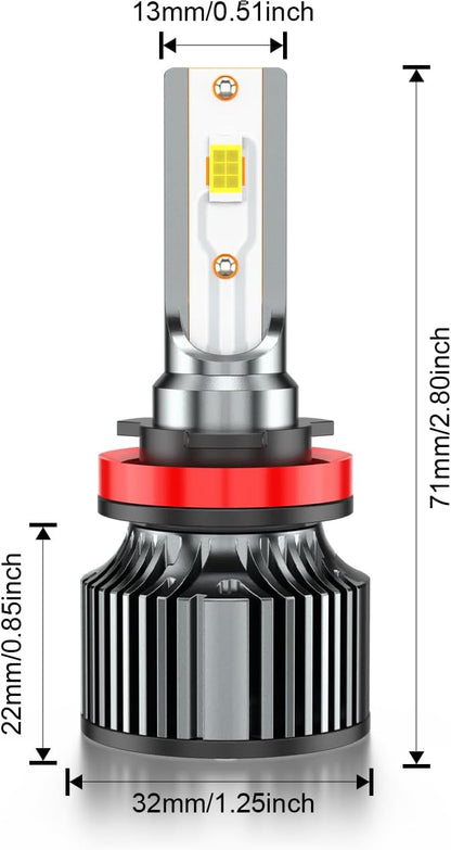 Compatible for Dodge Grand Caravan High Low Beams 2011 2012 2013 2014 2015 2016 2017 2018 2019 2020, 6500K White Powersports Light Bulbs, Plug and Play, for Off-Road Use, or Fog Lights, Pack of 4