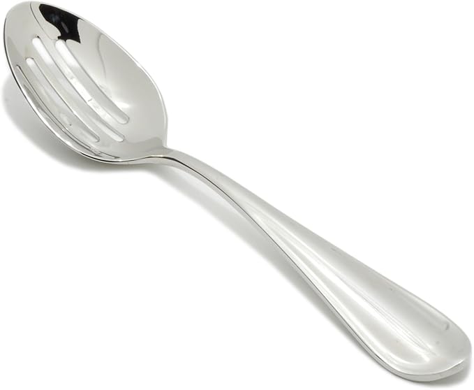 Fortessa Forge 18/10 Stainless Steel Flatware Slotted Spoon, 10-Inch