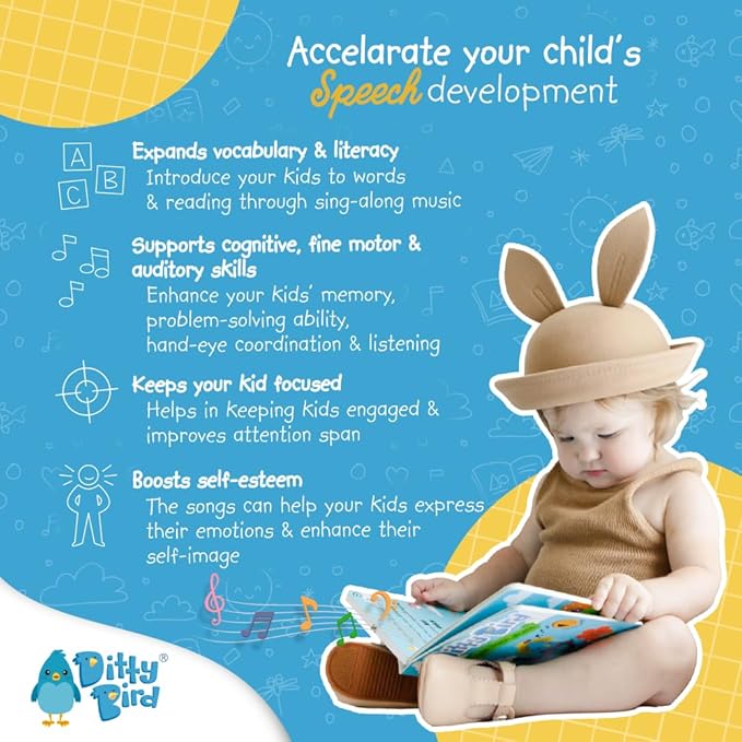 DITTY BIRD Touch & Feel Colors Edition Musical Books | Fun Montessori Toys & Learning Resources | Sensory Toys for Kids | Interactive Toddler Books for 1 Year Old to 3 Year Olds | Sturdy Baby Book