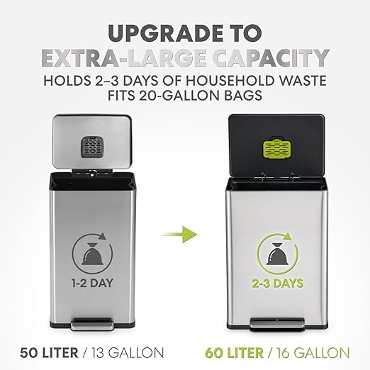 SIMPLI-Magic Infinity Edge 60L / 16 Gallon Kitchen Trash Can