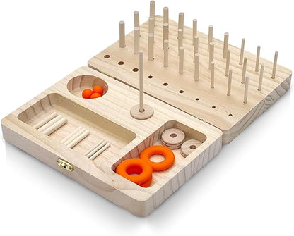 Wooden Pegboard Hand Therapy Tool, 36-Hole Finger Exercise Board with Pegs for Adults, Occupational Therapy & Rehabilitation to Improve Fine Motor Skills