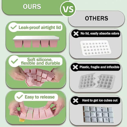Ice Cube Trays for Freezer, 3 Pack Easy Release Slicone Ice Cube Tray