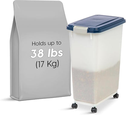 IRIS USA Airtight Dog Food Storage Container, Attachable Wheels,